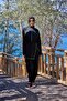 Deren Model Lycra Modular Skirted Green Striped Design Hijab Jumpsuit Swimsuit - 2