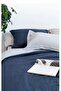 Navy Blue-Natural 100% Cotton Washed Vintage Double Duvet Cover Set, (200 X 220) - 6
