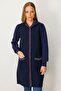 Women's Hooded Felt Wool Coat Y.A. Navy Blue
