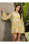 Green Floral Back Smocked Mini Dress