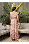 Beige Floral Sleeveless Maxi Dress - 5