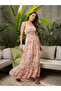 Beige Floral Sleeveless Maxi Dress - 3