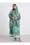 Women Green Maxi Jalabiya with Matching Scarf - 6