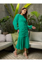 Green Front Ruched Detail Midi Dress - 3