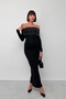 Scarlet Long Sleeve Madonna Stone Dip-Dye Fabric Dress - 7