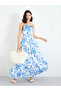 Floral Print Strappy A-Line Maxi Dress - 2