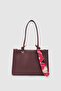 Ivora Knotted Handle Scarf Detailed Rectangular Tote Shoulder Bag Burgundy