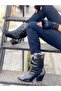 DORİ BLACK LEATHER GRAY SNAKE LEATHER DETAIL DALLAS WESTERN BOOTS - 4