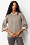 Women's Stand Collar Sleeve and Collar Embroidered Wool Coat K.Beige