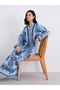 Women Blue Maxi Jalabiya with Matching Scarf - 5