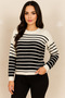 Black and White Striped Crew Neck Knit Sweater – Relaxed Fit - 2