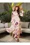 Off White Floral Layered Maxi Dress