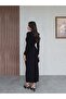 Long-sleeved draped dress with slit. - 5
