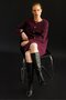 Women's Knitwear Checkered Glitter Jacket Plum - 2