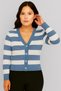 Women's Buttoned Front and Double-Colored Striped Knitwear Cardigan - 4