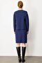 Women's Knitwear Checkered Glitter Jacket Navy Blue - 3