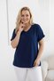 Trend Large Size Cotton Fabric Navy Blue V-Neck Premium T-Shirt - 3