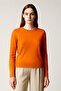 Orange Crew Neck Women's Sweater - 2