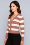 Women's Buttoned Front and Double-Colored Striped Knitwear Cardigan