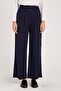 Women's Regular Fit Classic Cut Velcro Closure Palazzo Navy Blue Trousers
