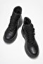 Women's Lace-Up Boots Black Leather - 5