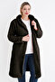 Black Women's Plus Size Long Sleeve Pocket Hooded Plush Long Cardigan