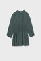 Girl's Regular Fit Waist Giped Textured Chiffon Dress - Green