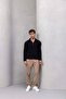 Roy Regular Fit Elasticated Ribbed Velvet Fabric Zippered Jogger Men's Trousers - Beige - 2