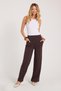 Women's Relax Fit Comfortable Cut Modal Fabric High Waist Wide Leg Brown Pants - 6