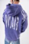 Men's War Printed Washable Hooded Oversize Hoodie Purple - 5