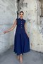 Women's Summer Navy Blue Decorative Pocket Detailed Vest and Pleated Skirt with Pockets Stylish Daily Casual Set 1248 - 3