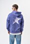 Men's Star Printed Washable Hooded Oversize Hoodie Purple