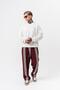 Men's Ethnic Stripe Detailed Doubleface Baggy Sweatpants Claret Red - 6