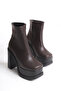 Women's Special Design High Platform Heeled Blunt Toe Zippered Boots - 6