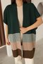 U-Neck Sleeveless Jacquard Paneled Three Colors Standard Length Simple Stylish Elegant Seasonal Knitwear Vest Shawl - 3