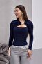Women's Buckle Detailed Low-Cut Blouse - 7