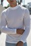 Monz Ribbed Slim Fit Lycra High Collar Men's Long Sleeve T-Shirt