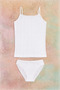 Women's White Cotton Lace Strap Tank Top & Panties 2-Piece Set