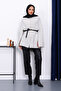 Gray Belted Knitted Poncho - 2