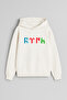 Azerbaijan Turkish Printed Ecru Hooded Sweatshirt for Girls and Boys