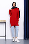 Red Knit Tunic with Short Front and Long Back - 2