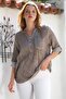 Organic Cotton Mink Court Collar Buttoned Long Sleeve Textured Single Pocket Washable Woven Blouse 70 60 - 5