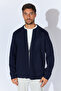 Double-Sided Zippered Two-Color Cardigan - Navy Blue |   Mew515230-01 - 6