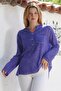 Organic Cotton Purple Court Collar Buttoned Long Sleeve Textured Single Pocket Washable Woven Blouse 70 60 - 3