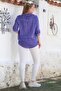 Organic Cotton Purple Court Collar Buttoned Long Sleeve Textured Single Pocket Washable Woven Blouse 70 60 - 8