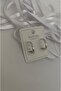 Xuping Mini Stone Detail Oval Silver Hoop Earrings - 2