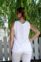 Organic Cotton White Pool Collar Sleeveless Thin Washable and Dirty Stitched Long Woven Blouse 78 60 - 2