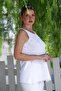 Organic Cotton White Pool Collar Sleeveless Thin Washable and Dirty Stitched Long Woven Blouse 78 60 - 7