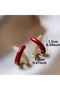 Women's Gold Color Stone and Enamel Earrings - 5