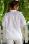 Organic Cotton White Shirt Collar Long Sleeve Double Flap Pocket Long Woven Back Shirt 70 65 - 8